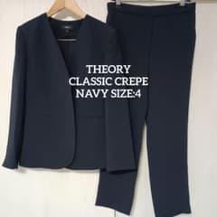 セオリー　クラシッククレープ 現行　4　ネイビー　パンツスーツ　ノーカラー セオリー クラシッククレープ 現行 4 ネイビー パンツスーツ ノー