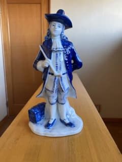 Ornament, Antique, Artwork, Blue and White Porcelain, Male Statue, Ceramic