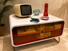 USED/アノニマス モダン テレビボード コーヒーテーブル スペースエイジ スペースエイジ テレビボード オレンジアクリル ローボード ポスト
