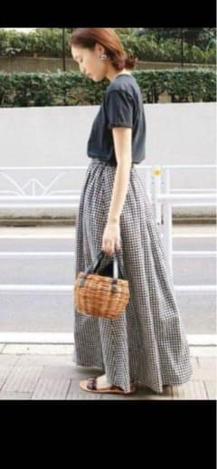 SLOBE IENA ギンガムチェック ロングスカートのサムネイル