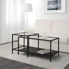 IKEA VITTSJÖ ヴィットショー ガラステーブル 大小2点セットのサムネイル