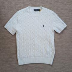 ポロ ラルフローレン ケーブルニット 半袖 白 ホワイト 極美品 正規品