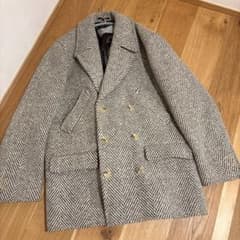60s 70s Aquascutum 英国製 ヘリンボーン 肉厚 ウール コートのサムネイル