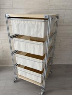 無印良品　スチールユニットシェルフ　4段帆布バスケット　木製天板　MUJI 無印良品 スチールなユニットシェルフ 4段帆布バスケット 木製天板