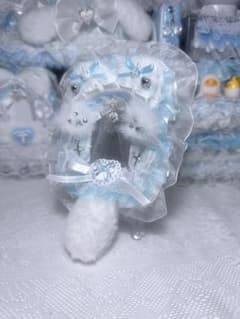 レースデコ 水色 にくきゅう ねこみみ しっぽ リボンのサムネイル