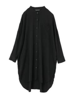 mizuiro ind ミズイロインド ブラック バンドカラーロングシャツ