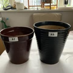 陶器製 植木鉢 2個セット ブラウン ブラック - メルカリ