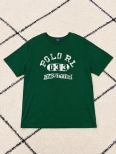 【希少】ポロラルフローレン Tシャツ 緑 L カレッジロゴ風 ヴィンテージ加工のサムネイル