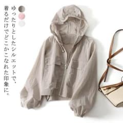 パーカー レディース 透け感 アウター おしゃれ UVカット フード付き シアーのサムネイル