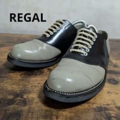 美品/24.5cm REGAL リーガル サドル 革靴 黒 グレー メンズ - メルカリ