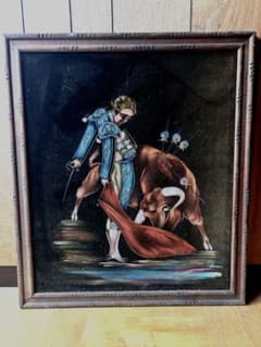 メキシコ製　ヴィンテージ　手書き　絵画　アート　ベルベット　闘牛 メキシコ製 ヴィンテージ 手書き 絵画 アート ベルベット 闘牛 - メルカリ