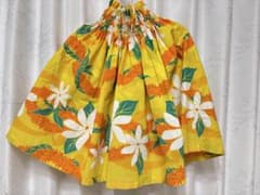 ケイキ フラ スカート パウスカート イエロー 花柄 ハワイアン ゴムウエストのサムネイル