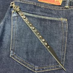 レザースタッズキーホルダー　23.5cm Black×Silverのサムネイル