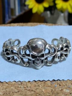 レア！シルバーアクセサリー Silver925 スカル バングル スカルヘッドのサムネイル