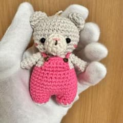 コ*ン様 あみぐるみ クマ ピンクオーバーオールのサムネイル