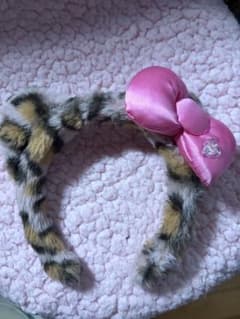 ヒョウ柄ピンクリボンカチューシャのサムネイル