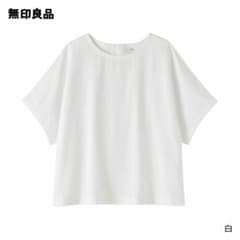 ヘンプコットン半袖ブラウス M 白