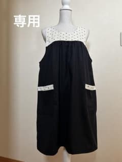 すーあ♪様専用　水玉&紺色　保育士・介護士エプロン　ハンドメイドのサムネイル
