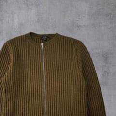 90s A.P.C. ジップアップ ドライバーズニット ニット ブラウン - メルカリ