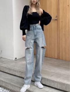 グレイル スリットデニムワイドパンツ　Sサイズのサムネイル