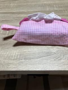 ティッシュケース ハンドメイド ギンガムチェック ピンクのサムネイル