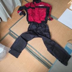 GREEDY バイク用雨具 上下セット 赤・黒 Mサイズおまけ付きのサムネイル