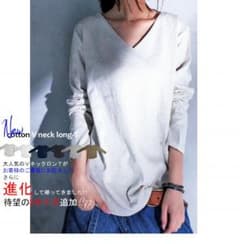 新品、未開封  アンティカ  大人気  ベーシックVネックロンT ネイビーのサムネイル