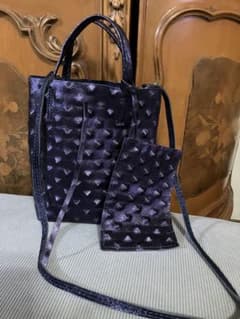 BORSE IN PELLEメタリックダークパープル2wayショルダーバッグ - メルカリ