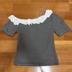 SHEIN ボーダー柄 オフショルダー トップスのサムネイル
