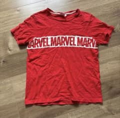 레드 MARVEL 반소매 T 셔츠 레드 여름 GU M 마블 문자 프린트 컷소우