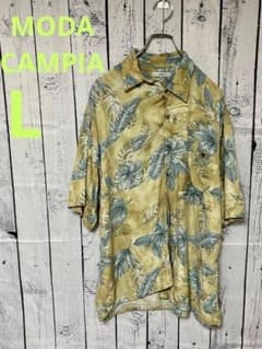 59【訳あり】アロハシャツ　 メンズ 古着　 オーバーサイズ　 薄黄色 L