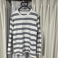 UNIQLO ユニクロ ストライプ 長袖カットソー Lサイズ 白 紺 ボーダーのサムネイル