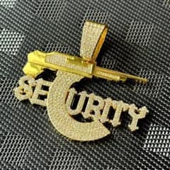高級　銃　SECURITY ラインストーン　ネックレス　トップ　ゴールデン - 2