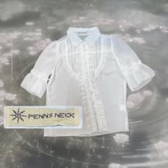 PENNS NECK 半袖 5分袖 フリル ブラウス ホワイトのサムネイル