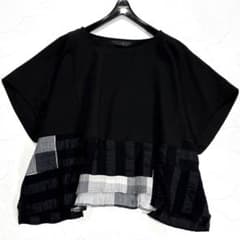 美品✨モユル　センソユニコ　異素材切替　変形　ワイド　カットソー　オーバーサイズ 美品✨モユル センソユニコ 異素材切替 変形 ワイド カットソー