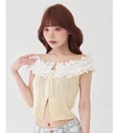ダーリッチdarichi オフショルコットンレーストップスイエローのサムネイル
