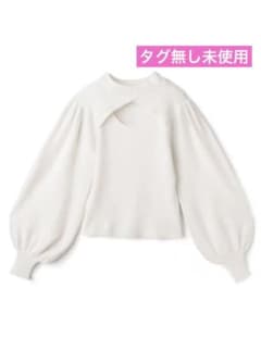フロントオープンモックネックリブニットトップスのサムネイル