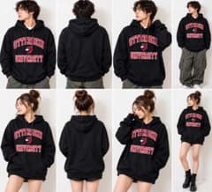 Champion チャンピオン カレッジロゴ パーカー 黒 XL 古着のサムネイル