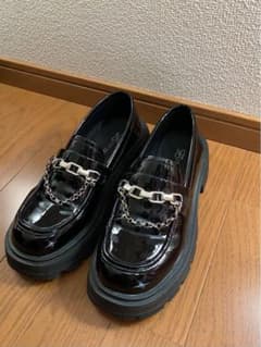 厚底ローファー✨プラットフォーム ブラック 光沢 サイズ 38のサムネイル