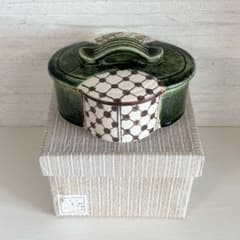特別処分価格】織部焼 食籠 木瓜型 加藤五陶 蓋付き菓子器 菓子鉢