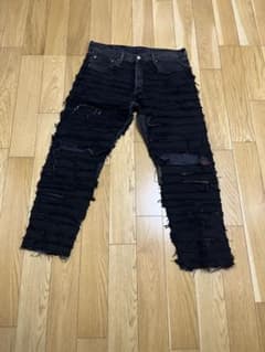 Levi's 501 ブラックデニム　カスタム　クラストパンツ　W34 L34のサムネイル
