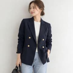 IENA テーラードジャケット ネイビー 金ボタン 美品✨ IENA ダブルブレスト テーラードジャケット 金ボタン 紺ブレ
