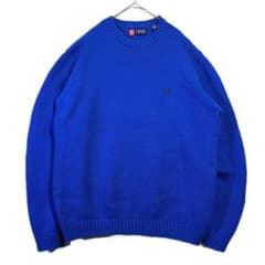 【CHAPS】刺繡ロゴコットン100％クルーネックニットセーター