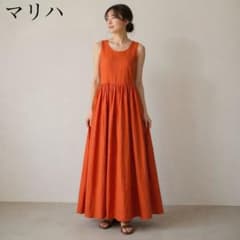 美品 MARIHA マリハ 夏のレディのドレス ロングワンピース オレンジ