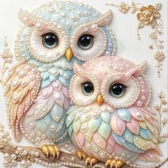 ★専用★パールビーズアートキット 花束を持つフクロウ　30cm X30cm ダイヤモンドアート フクロウ 鳥 夫婦 つがい パールアート キット
