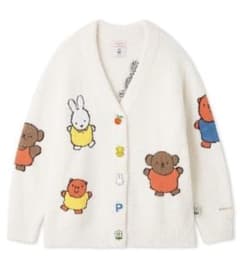 【未使用】ジェラートピケ ミッフィー ベビモコジャガードカーディガン S-M 新品ジェラートピケ ミッフィー ベビモコ総柄ジャガードカーディガン