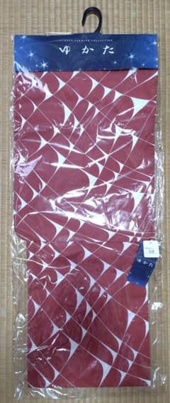 【新品・未使用】ゆかた プレタ 綿100% 赤系 幾何学模様のサムネイル