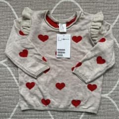 H&M ハート柄ニットトップス　ベビー 6/9ヶ月 エイチアンドエム　フリルのサムネイル