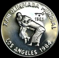 キューバ銀貨　1984年 ロサンゼルスオリンピック 5ペソ銀貨　純銀 キューバ銀貨 1984年 ロサンゼルスオリンピック 5ペソ銀貨 純銀 - メルカリ