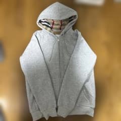 BURBERRY ジップアップパーカー グレー XL(s) - メルカリ